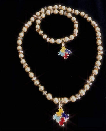 Autism Charm Bracelet & Necklace Set "Gold Edition"