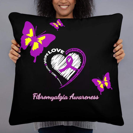 Butterfly Fibromyalgia Awareness Pillow