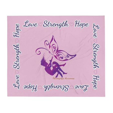 "Love Strength Hope" Fibromyalgia Awareness Throw Blanket