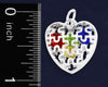 Autism Puzzle Piece Caged Heart Necklace
