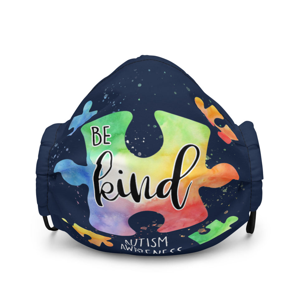 "Be Kind" Autism Awareness Puzzle Piece Premium Face Mask