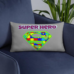 Autism #1 Super Hero Puzzle Piece Pillow