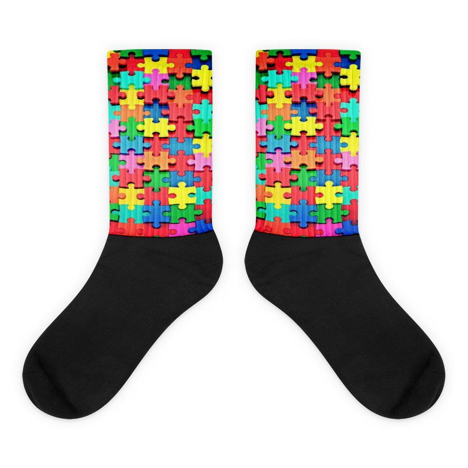 Autism Awareness Colorful Puzzle Piece Socks