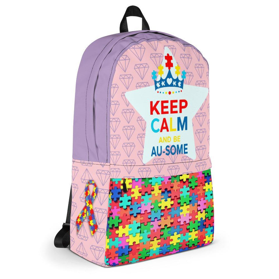 "Keep Calm and be Au-some"  Autism Awareness Backpack