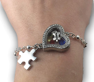 Sterling Silver Floating Charms Autism Bracelet The Awareness Expo Autism