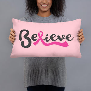 "Believe" Pink Breast Cancer Pillow