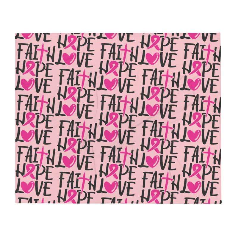 "Faith Love Hope" Pink Breast Cancer Awareness Throw Blanket