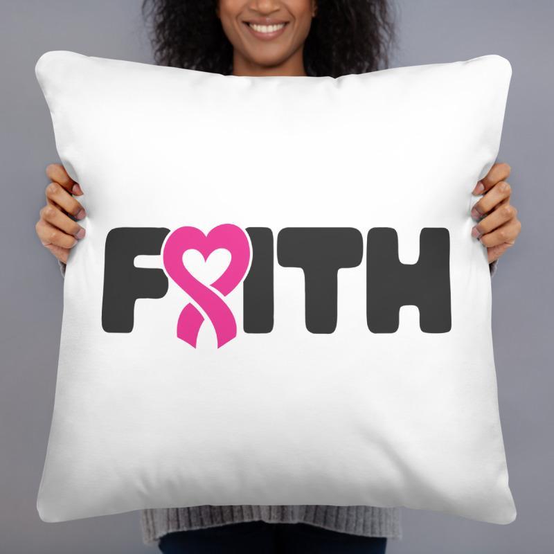 "Faith" White Breast Cancer Pillow