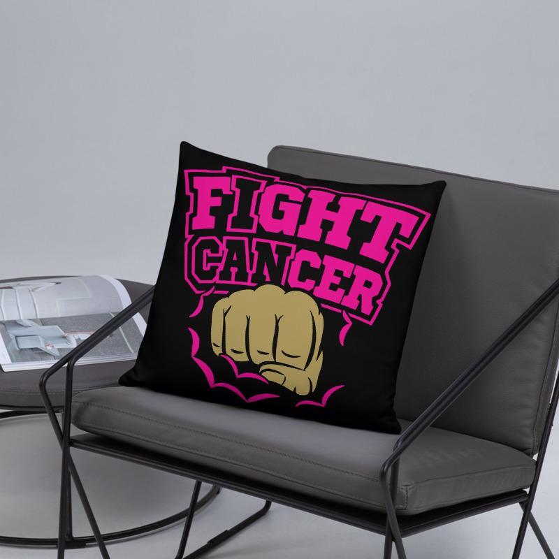 "Fight Cancer" Black Breast Cancer Pillow