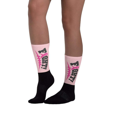 "Fight" Pink Breast Cancer Football Socks