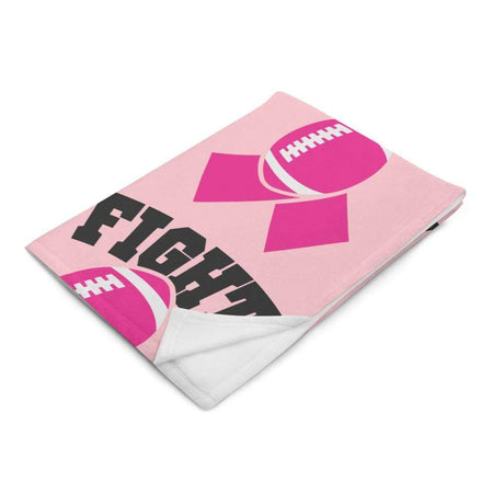 "Fight" Pink Football Breast Cancer Awareness Throw Blanket