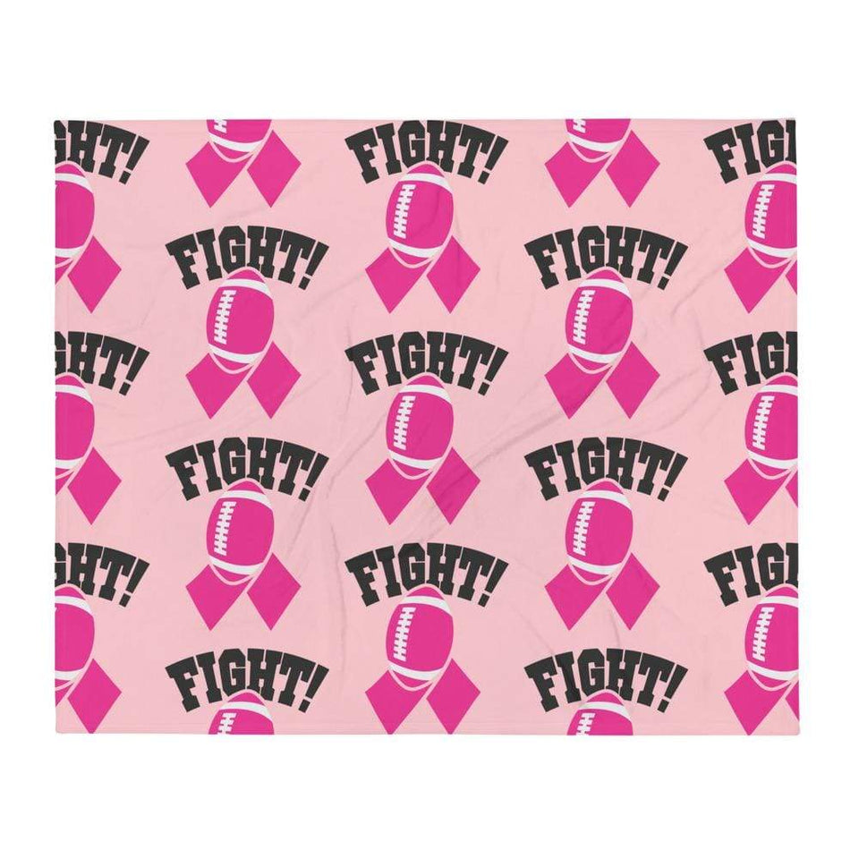 "Fight" Pink Football Breast Cancer Awareness Throw Blanket