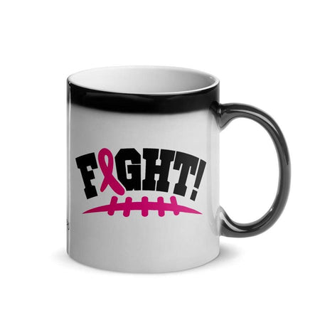 "Fight" Pink Football Laces Glossy Magic Mug