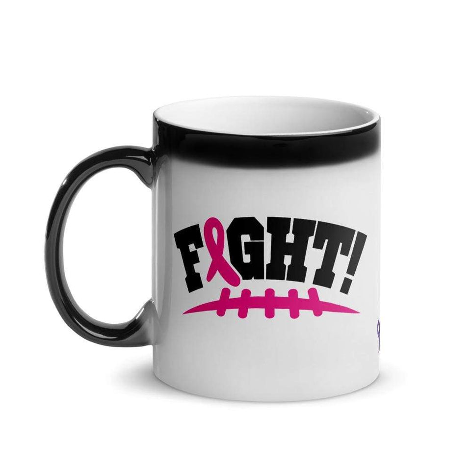 "Fight" Pink Football Laces Glossy Magic Mug