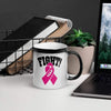 "Fight" Pink Football Ribbon Glossy Magic Mug