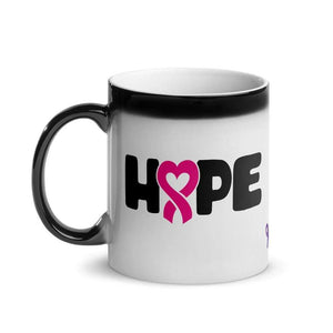 "Hope" Pink Heart Ribbon Glossy Magic Mug