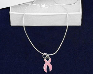 Large Breast Cancer Pink Ribbon Necklaces