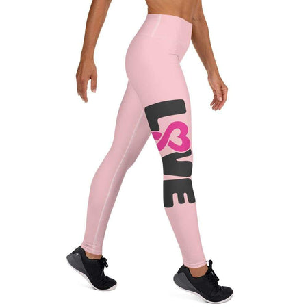 "Love" Pink Breast Cancer Yoga Leggings