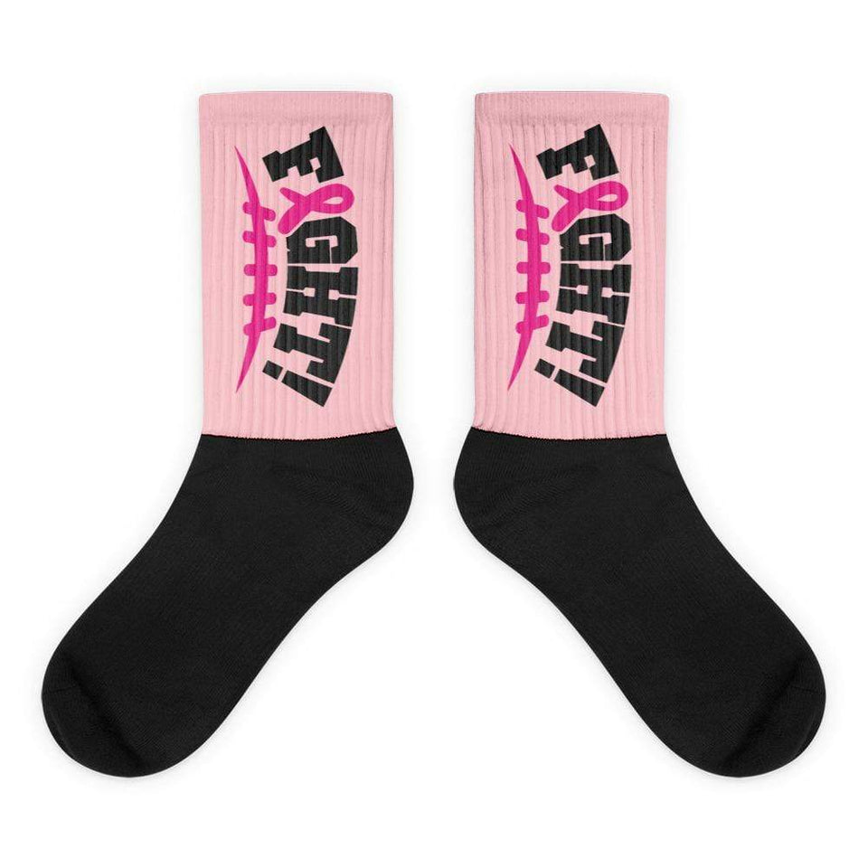 "Fight" Pink Breast Cancer Football Socks