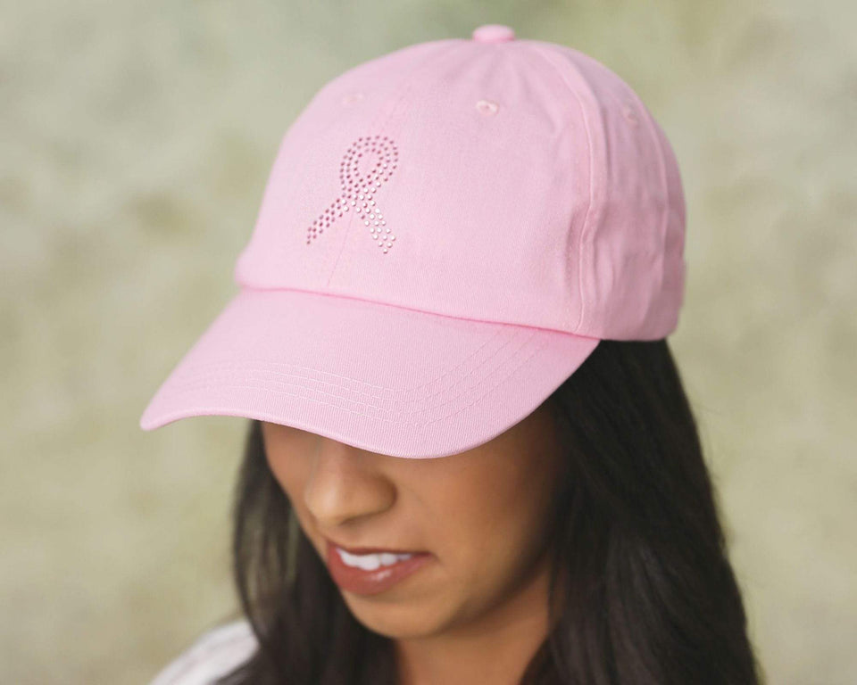 Pink Crystal Ribbon Baseball Hats in Pink