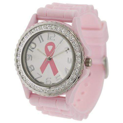 Pink Ribbon Breast Cancer Awareness Silicone Watch