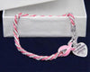 Rope Style Pink Ribbon Bracelet