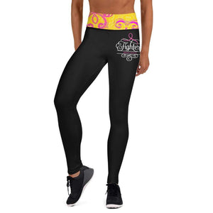 "Fighter" Black Breast Cancer Yoga Leggings