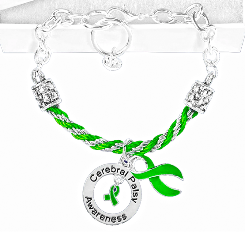 C.P. Awareness Green Ribbon Partial Rope Bracelet