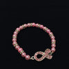 Crystal Pink Ribbon Bead Bracelet & Necklace Set