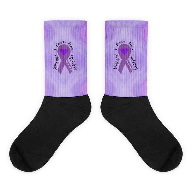 "Someone I Love Has Epilepsy" Purple Ribbon Socks