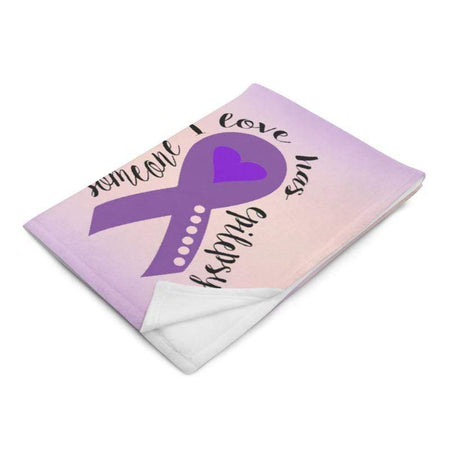 "Someone I Love Has Epilepsy" Purple Ribbon Throw Blanket