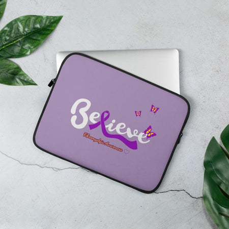 "Believe" Purple Ribbon Fibromyalgia Laptop Sleeve