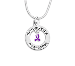 Fibromyalgia Awareness Floating Ribbon Necklace