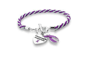 Fibromyalgia Awareness Heart Charm Rope Bracelet