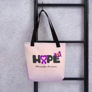 "Hope" Purple Ribbon Fibromyalgia Tote bag