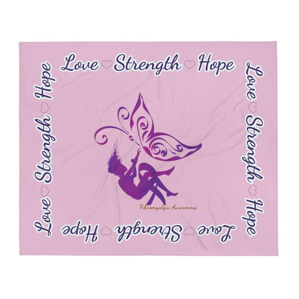 "Love Strength Hope" Fibromyalgia Awareness Throw Blanket