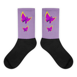 Purple Ribbon Butterfly Socks