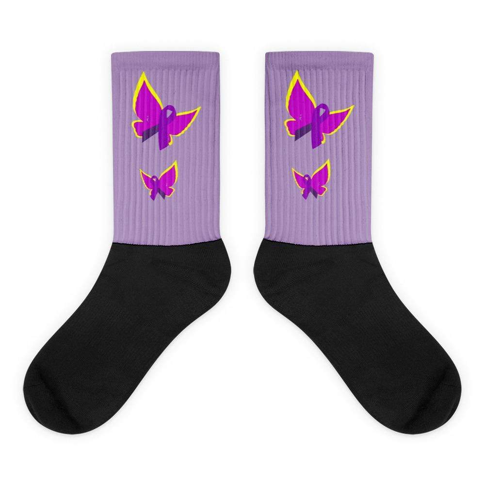 Purple Ribbon Butterfly Socks