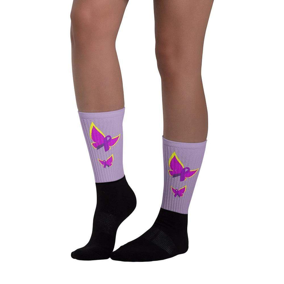 Purple Ribbon Butterfly Socks