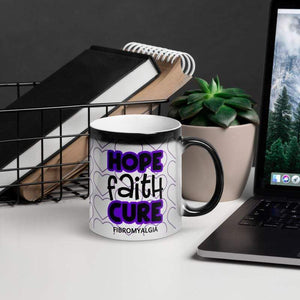 " Hope Faith Cure" Fibromyalgia Awareness Glossy Magic Mug The Awareness Expo Fibromyalgia