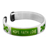 "Hope, Faith, Love" Green Ribbon Bangle Bracelet