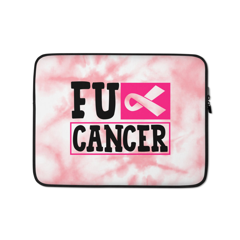 "FU" Cancer- Pink Ribbon Breast Cancer Awareness Laptop Sleeve
