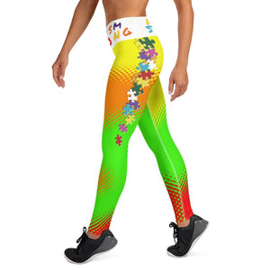 "Autism Strong" Colorful Puzzle Piece Yoga Leggings