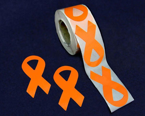 Large MS Awareness Orange Ribbon Stickers 250