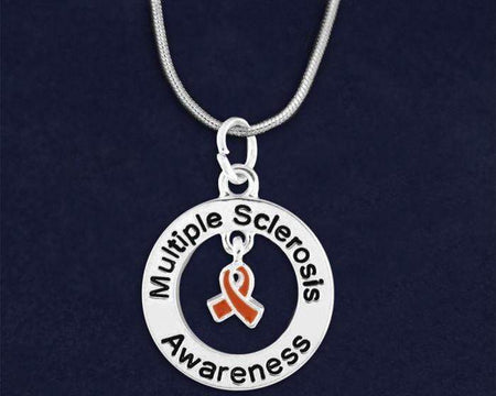 Silver Round Multiple Sclerosis Awareness Necklace