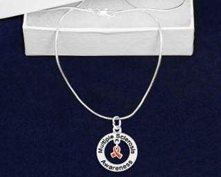 Silver Round Multiple Sclerosis Awareness Necklace