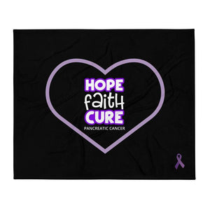 "Hope Faith Cure" Heart Pancreatic Cancer Throw Blanket