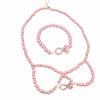 Crystal Pink Ribbon Bead Bracelet & Necklace Set
