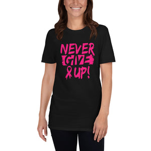 Never Give Up! Pink Ribbon Grunge T-Shirt