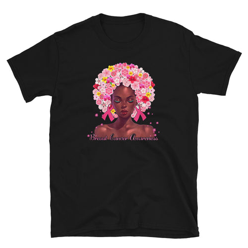 Breast Cancer Awareness Pink Ribbon Afro T-Shirt